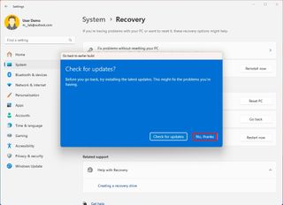 Check for updates before rolling back